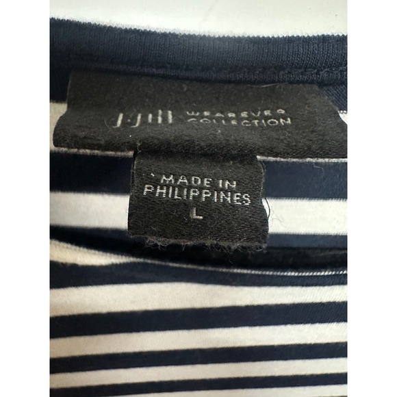 J.Jill Black and White Stripe Long Sleeve Size Large Rayon Material - Picture 3 of 4